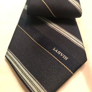 Lanvin vintage men’s tie navy with silver stripes